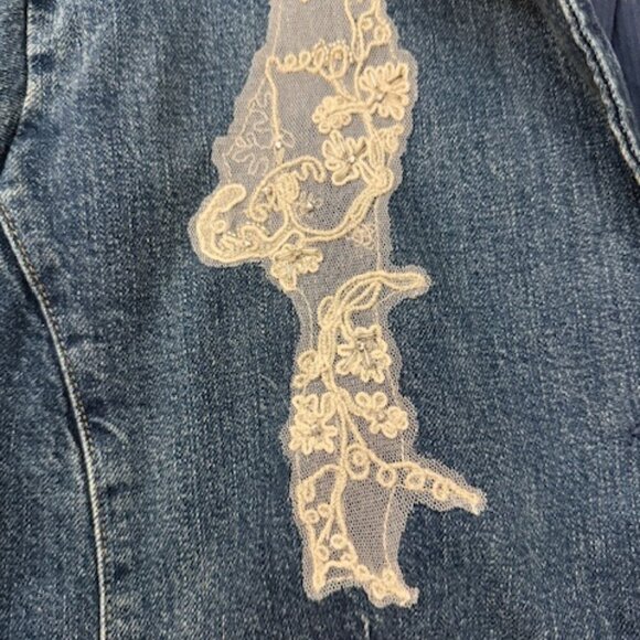 Lauren Ralph Lauren Lace Patchwork Denim Indigo Button Blazer Size 18W - Picture 4 of 7